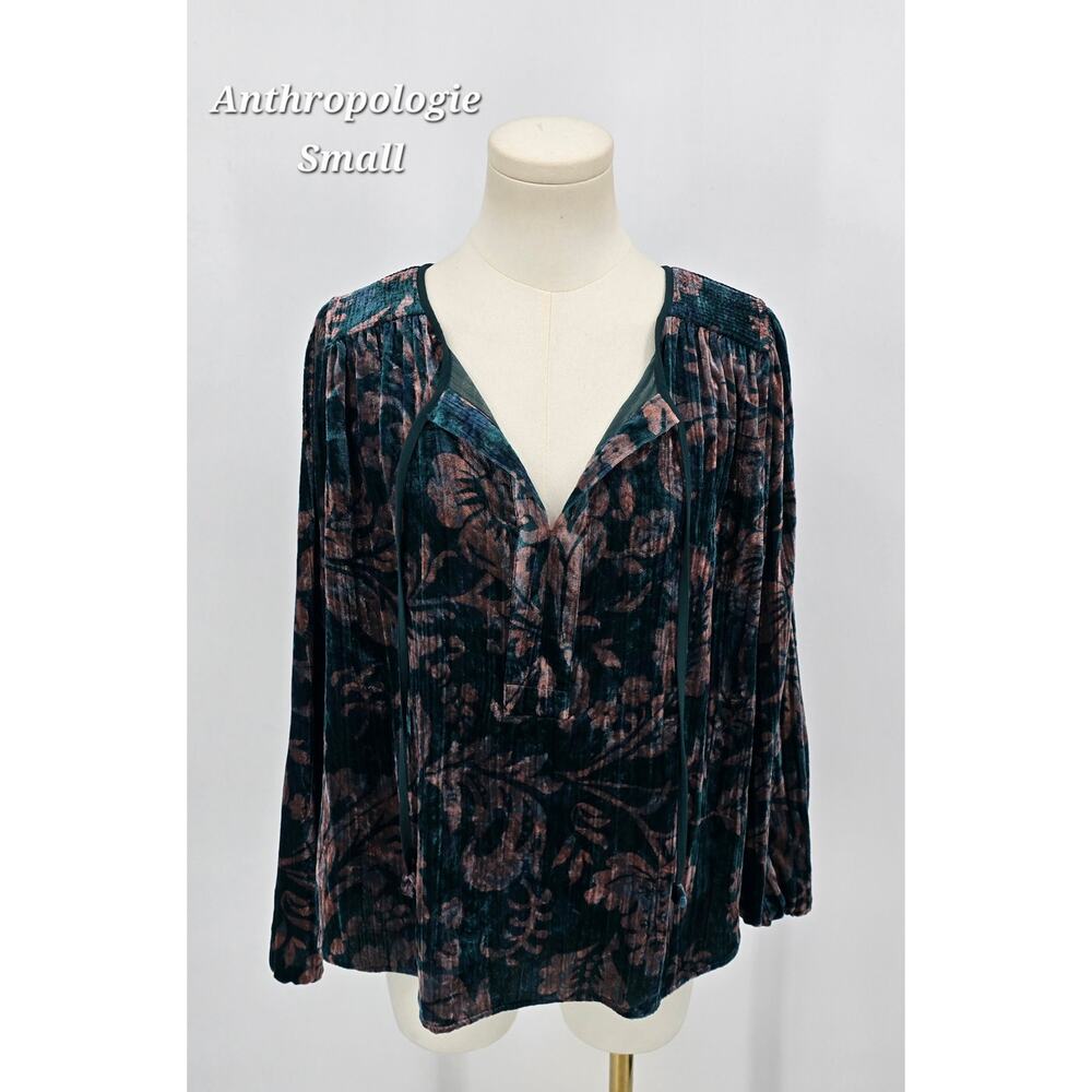 Anthropologie XI Faustine Floral Velvet Blouse – Size S - Fairycore/ Whimsigoth